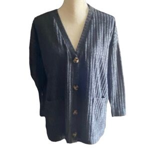 ADY P-GRAY BUTTON FRONT OVERSIZED CARDIGAN-SIZE SMALL